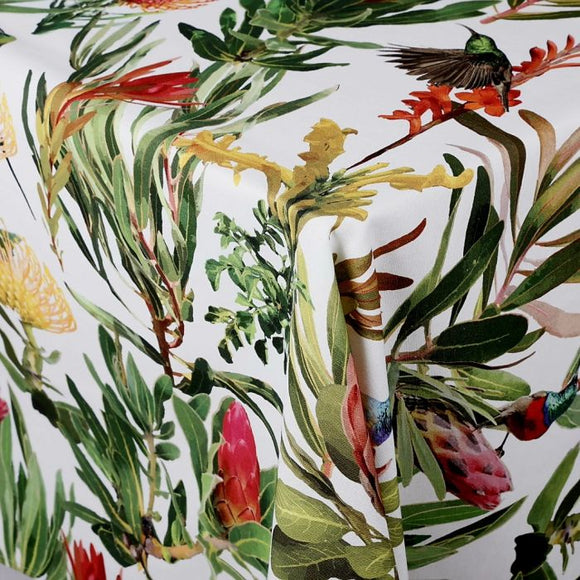Botanica 100% Cotton Amethyst Sunbird White Tablecloths; Napkins & Placemats