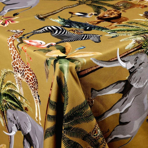 Botanica Kruger Mustard Linen 100% Cotton Tablecloth; Napkins; Placemats; Table Runners; Oven Gloves