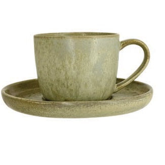 Earth Lime Stone Cups and Saucers Packs of 6