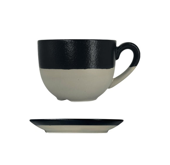 Mezzo Black Cups and Saucers (Pack Sizes)