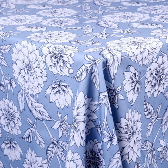 Robyn Valerie Dahlia Blue Tablecloths; Napkins; Placemats; Oven Gloves; Apron