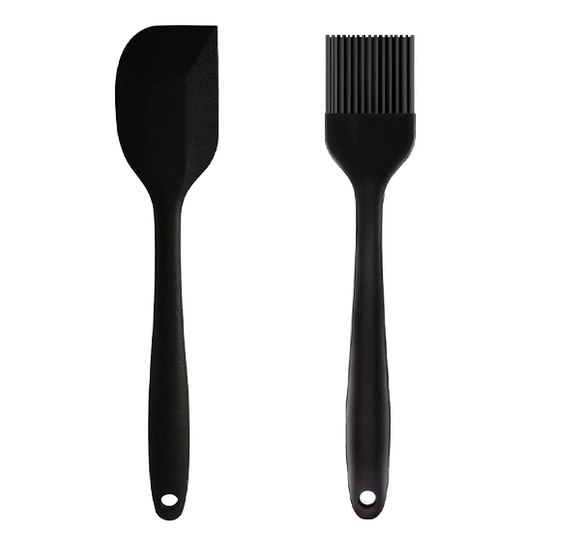 Silicone Spatula and Brush Black